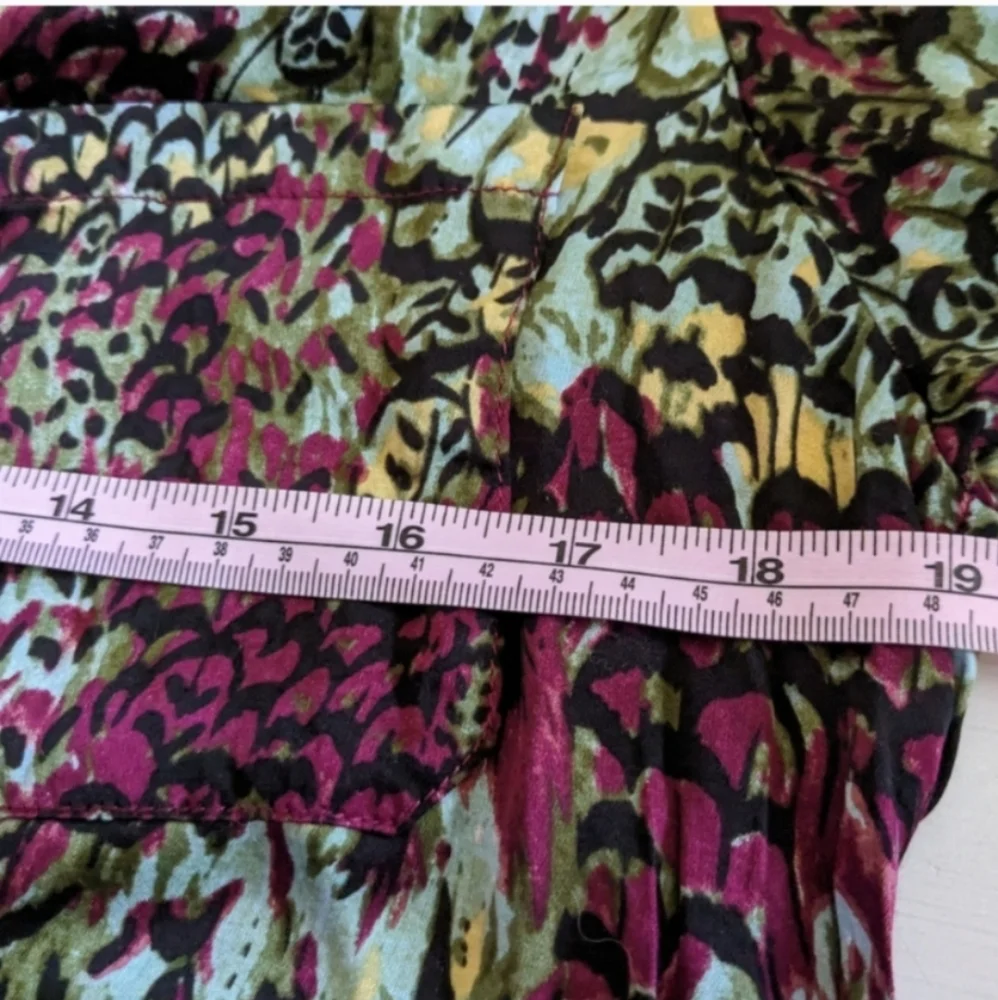 🖤❤️🩵 Anthropologie Tiny Postcard Viscose Rayon Short Sleeve Blouse, S - Picture 8 of 11